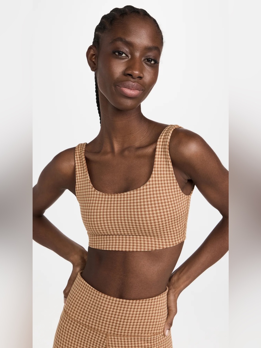 MWL by Madewell Square Neck Sports Bra Check Print, size M